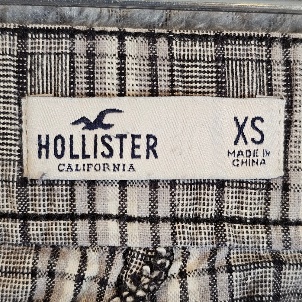 Hollister Black White‎ Plaid High Rise Tapered Trousers XS Elastic Back Pants - Picture 8 of 9
